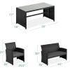 imageBest Choice Products 4Piece Outdoor Wicker Patio Conversation Furniture Set for Backyard wCoffee Table Seat Cushions  GrayLight MintBlackGray