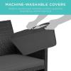 imageBest Choice Products 4Piece Outdoor Wicker Patio Conversation Furniture Set for Backyard wCoffee Table Seat Cushions  GrayLight MintBlackGray