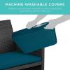 imageBest Choice Products 4Piece Outdoor Wicker Patio Conversation Furniture Set for Backyard wCoffee Table Seat Cushions  GrayLight MintBlackPeacock