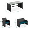 imageBest Choice Products 4Piece Outdoor Wicker Patio Conversation Furniture Set for Backyard wCoffee Table Seat Cushions  GrayLight MintBlackPeacock