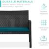 imageBest Choice Products 4Piece Outdoor Wicker Patio Conversation Furniture Set for Backyard wCoffee Table Seat Cushions  GrayLight MintBlackPeacock