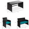 imageBest Choice Products 4Piece Outdoor Wicker Patio Conversation Furniture Set for Backyard wCoffee Table Seat Cushions  GrayLight MintBlackTeal