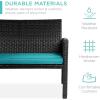 imageBest Choice Products 4Piece Outdoor Wicker Patio Conversation Furniture Set for Backyard wCoffee Table Seat Cushions  GrayLight MintBlackTeal