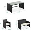 imageBest Choice Products 4Piece Outdoor Wicker Patio Conversation Furniture Set for Backyard wCoffee Table Seat Cushions  GrayLight MintBlackWhite Sand