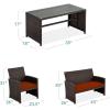 imageBest Choice Products 4Piece Outdoor Wicker Patio Conversation Furniture Set for Backyard wCoffee Table Seat Cushions  GrayLight MintBrownDark Rust