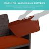imageBest Choice Products 4Piece Outdoor Wicker Patio Conversation Furniture Set for Backyard wCoffee Table Seat Cushions  GrayLight MintBrownDark Rust