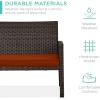 imageBest Choice Products 4Piece Outdoor Wicker Patio Conversation Furniture Set for Backyard wCoffee Table Seat Cushions  GrayLight MintBrownDark Rust