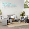 imageBest Choice Products 4Piece Outdoor Wicker Patio Conversation Furniture Set for Backyard wCoffee Table Seat Cushions  GrayLight MintBrownNavy