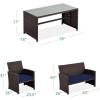 imageBest Choice Products 4Piece Outdoor Wicker Patio Conversation Furniture Set for Backyard wCoffee Table Seat Cushions  GrayLight MintBrownNavy