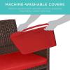 imageBest Choice Products 4Piece Outdoor Wicker Patio Conversation Furniture Set for Backyard wCoffee Table Seat Cushions  GrayLight MintBrownRed