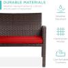 imageBest Choice Products 4Piece Outdoor Wicker Patio Conversation Furniture Set for Backyard wCoffee Table Seat Cushions  GrayLight MintBrownRed