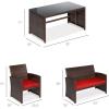 imageBest Choice Products 4Piece Outdoor Wicker Patio Conversation Furniture Set for Backyard wCoffee Table Seat Cushions  GrayLight MintBrownRed