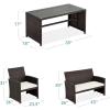 imageBest Choice Products 4Piece Outdoor Wicker Patio Conversation Furniture Set for Backyard wCoffee Table Seat Cushions  GrayLight MintBrownWhite Sand
