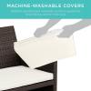 imageBest Choice Products 4Piece Outdoor Wicker Patio Conversation Furniture Set for Backyard wCoffee Table Seat Cushions  GrayLight MintBrownWhite Sand