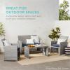 imageBest Choice Products 4Piece Outdoor Wicker Patio Conversation Furniture Set for Backyard wCoffee Table Seat Cushions  GrayLight MintGrayCream