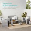 imageBest Choice Products 4Piece Outdoor Wicker Patio Conversation Furniture Set for Backyard wCoffee Table Seat Cushions  GrayLight MintGrayGray