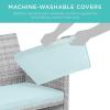 imageBest Choice Products 4Piece Outdoor Wicker Patio Conversation Furniture Set for Backyard wCoffee Table Seat Cushions  GrayLight MintGrayPastel Blue