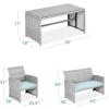 imageBest Choice Products 4Piece Outdoor Wicker Patio Conversation Furniture Set for Backyard wCoffee Table Seat Cushions  GrayLight MintGrayPastel Blue
