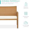 imageBest Choice Products 4Piece Outdoor Wicker Patio Conversation Furniture Set for Backyard wCoffee Table Seat Cushions  GrayLight MintNaturalIvory