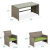imageBest Choice Products 4Piece Outdoor Wicker Patio Conversation Furniture Set for Backyard wCoffee Table Seat Cushions  GrayLight MintTaupePistachio