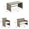 imageBest Choice Products 4Piece Outdoor Wicker Patio Conversation Furniture Set for Backyard wCoffee Table Seat Cushions  GrayLight MintTaupeWhite Sand