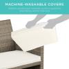 imageBest Choice Products 4Piece Outdoor Wicker Patio Conversation Furniture Set for Backyard wCoffee Table Seat Cushions  GrayLight MintTaupeWhite Sand