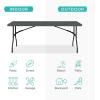 imageBest Choice Products 4ft Plastic Folding Table Indoor Outdoor Heavy Duty Portable wHandle Lock for Picnic Party Camping  WhiteDark Gray