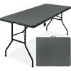 imageBest Choice Products 4ft Plastic Folding Table Indoor Outdoor Heavy Duty Portable wHandle Lock for Picnic Party Camping  WhiteDark Gray
