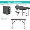 imageBest Choice Products 4ft Plastic Folding Table Indoor Outdoor Heavy Duty Portable wHandle Lock for Picnic Party Camping  WhiteDark Gray