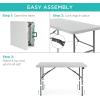 imageBest Choice Products 4ft Plastic Folding Table Indoor Outdoor Heavy Duty Portable wHandle Lock for Picnic Party Camping  WhiteLight Gray