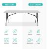 imageBest Choice Products 4ft Plastic Folding Table Indoor Outdoor Heavy Duty Portable wHandle Lock for Picnic Party Camping  WhiteLight Gray