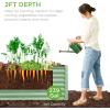 imageBest Choice Products 4x2x2ft Outdoor Metal Raised Garden Bed Deep Root Planter Box for Vegetables Flowers Herbs and Succulents w 119 Gallon Capacity  TaupeSage Green