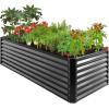 imageBest Choice Products 4x2x2ft Outdoor Metal Raised Garden Bed Deep Root Planter Box for Vegetables Flowers Herbs and Succulents w 119 Gallon Capacity  TaupeGray