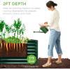 imageBest Choice Products 4x2x2ft Outdoor Metal Raised Garden Bed Deep Root Planter Box for Vegetables Flowers Herbs and Succulents w 119 Gallon Capacity  TaupeDark Green