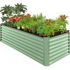 imageBest Choice Products 4x2x2ft Outdoor Metal Raised Garden Bed Deep Root Planter Box for Vegetables Flowers Herbs and Succulents w 119 Gallon Capacity  TaupeSage Green