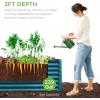 imageBest Choice Products 4x2x2ft Outdoor Metal Raised Garden Bed Deep Root Planter Box for Vegetables Flowers Herbs and Succulents w 119 Gallon Capacity  TaupePeacock Blue