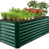 imageBest Choice Products 4x2x2ft Outdoor Metal Raised Garden Bed Deep Root Planter Box for Vegetables Flowers Herbs and Succulents w 119 Gallon Capacity  TaupeDark Green