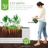 imageBest Choice Products 4x2x2ft Outdoor Metal Raised Garden Bed Deep Root Planter Box for Vegetables Flowers Herbs and Succulents w 119 Gallon Capacity  TaupeWhite