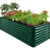 imageBest Choice Products 4x2x2ft Outdoor Metal Raised Garden Bed Deep Root Planter Box for Vegetables Flowers Herbs and Succulents w 119 Gallon Capacity  TaupeDark Green