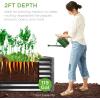 imageBest Choice Products 4x2x2ft Outdoor Metal Raised Garden Bed Deep Root Planter Box for Vegetables Flowers Herbs and Succulents w 119 Gallon Capacity  TaupeGray