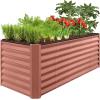 imageBest Choice Products 4x2x2ft Outdoor Metal Raised Garden Bed Deep Root Planter Box for Vegetables Flowers Herbs and Succulents w 119 Gallon Capacity  TaupeTerracotta