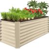 imageBest Choice Products 4x2x2ft Outdoor Metal Raised Garden Bed Deep Root Planter Box for Vegetables Flowers Herbs and Succulents w 119 Gallon Capacity  TaupeBeige
