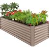 imageBest Choice Products 4x2x2ft Outdoor Metal Raised Garden Bed Deep Root Planter Box for Vegetables Flowers Herbs and Succulents w 119 Gallon Capacity  TaupeTaupe