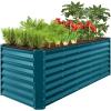 imageBest Choice Products 4x2x2ft Outdoor Metal Raised Garden Bed Deep Root Planter Box for Vegetables Flowers Herbs and Succulents w 119 Gallon Capacity  TaupePeacock Blue