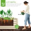 imageBest Choice Products 4x2x2ft Outdoor Metal Raised Garden Bed Deep Root Planter Box for Vegetables Flowers Herbs and Succulents w 119 Gallon Capacity  TaupeBeige
