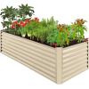 imageBest Choice Products 4x2x2ft Outdoor Metal Raised Garden Bed Deep Root Planter Box for Vegetables Flowers Herbs and Succulents w 119 Gallon Capacity  TaupeBeige