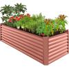 imageBest Choice Products 4x2x2ft Outdoor Metal Raised Garden Bed Deep Root Planter Box for Vegetables Flowers Herbs and Succulents w 119 Gallon Capacity  TaupeTerracotta