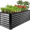 imageBest Choice Products 4x2x2ft Outdoor Metal Raised Garden Bed Deep Root Planter Box for Vegetables Flowers Herbs and Succulents w 119 Gallon Capacity  TaupeGray