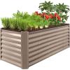 imageBest Choice Products 4x2x2ft Outdoor Metal Raised Garden Bed Deep Root Planter Box for Vegetables Flowers Herbs and Succulents w 119 Gallon Capacity  TaupeTaupe