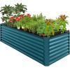 imageBest Choice Products 4x2x2ft Outdoor Metal Raised Garden Bed Deep Root Planter Box for Vegetables Flowers Herbs and Succulents w 119 Gallon Capacity  TaupePeacock Blue